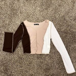 Outside seam long sleeve crop top